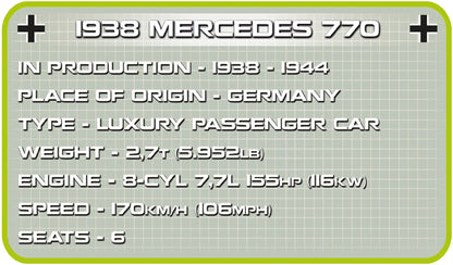 COBI Historical Collection 1938 Mercedes 770 Vehicle