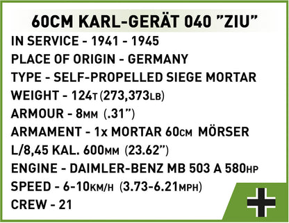 COBI Historical Collection World War II 60 cm Karl-Gerat 040 "ZIU"