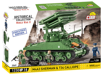 COBI Historical Collection World War II M4A3 Sherman & T34 Calliope EXECUTIVE EDITION