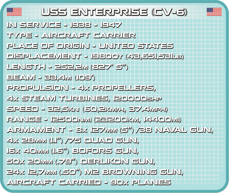 COBI Historical Collection USS Enterprise (CV-6) Navy Ship
