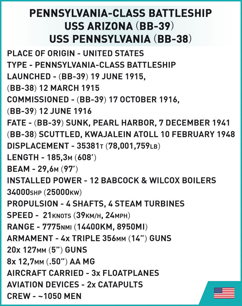 COBI Historical Collection World War II Pennsylvania-Class Battleship EXECUTIVE EDITION