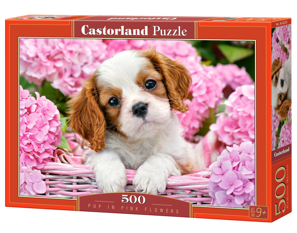 Castorland Pup in Pink Flowers 500 Piece Jigsaw Puzzle