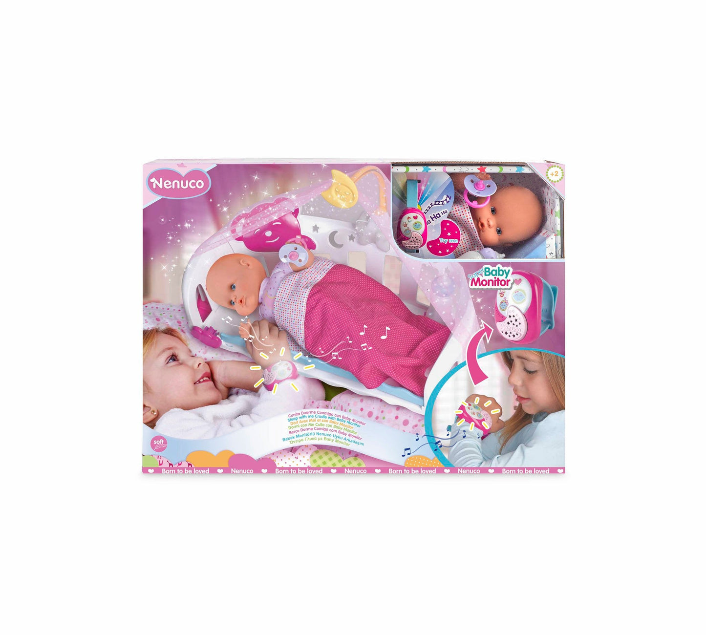 Nenuco Sleep with Me Baby Doll and Cradle with Pretend Baby Monitor