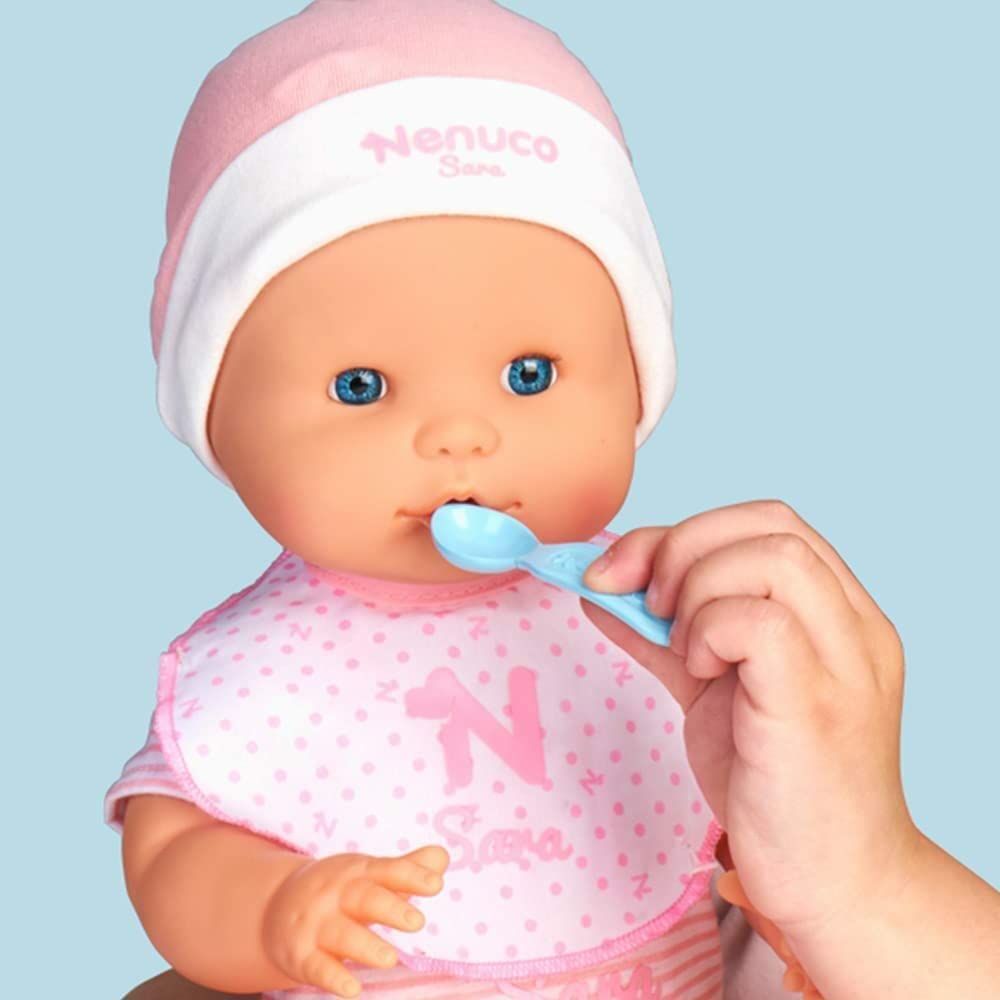 Nenuco Sara Soft Baby Doll with 11 Real Life Functions Bottle