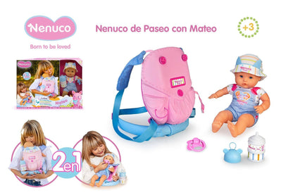 Nenuco On A Walk with Mateo Baby Doll with Baby Carrier