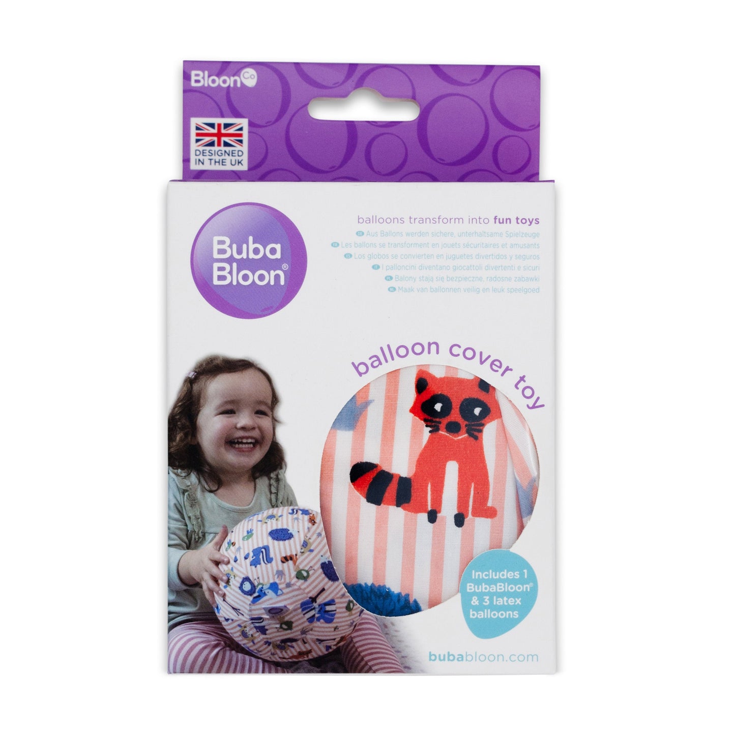 BubaBloon Animal Stripes Pink Cotton Balloon Cover Toy
